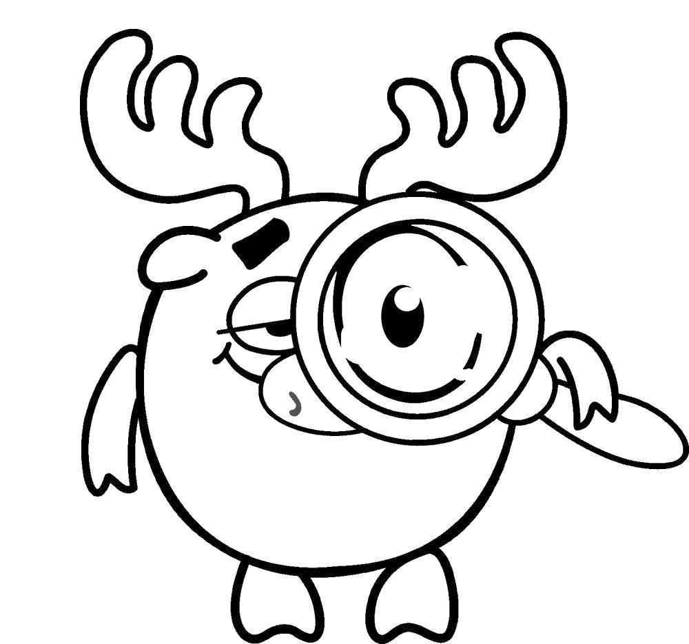 Coloring Moose of the game with a magnifying glass. Category Smeshariki . Tags:  Smeshariki , Moose.