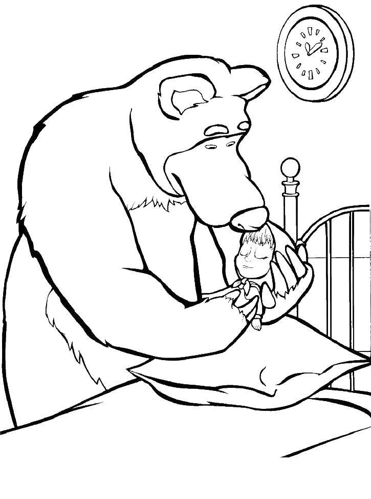 Coloring Misha puts to bed Masha. Category Masha and the bear. Tags:  Masha, Bear.