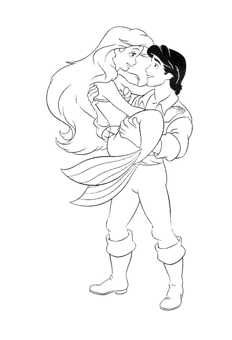 Coloring Prince Eric and Ariel. Category the little mermaid Ariel. Tags:  Mermaid, Ariel.