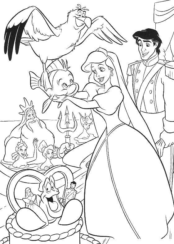 Coloring Mermaid Ariel and Prince Eric wedding day. Category the little mermaid Ariel. Tags:  Mermaid, Ariel.