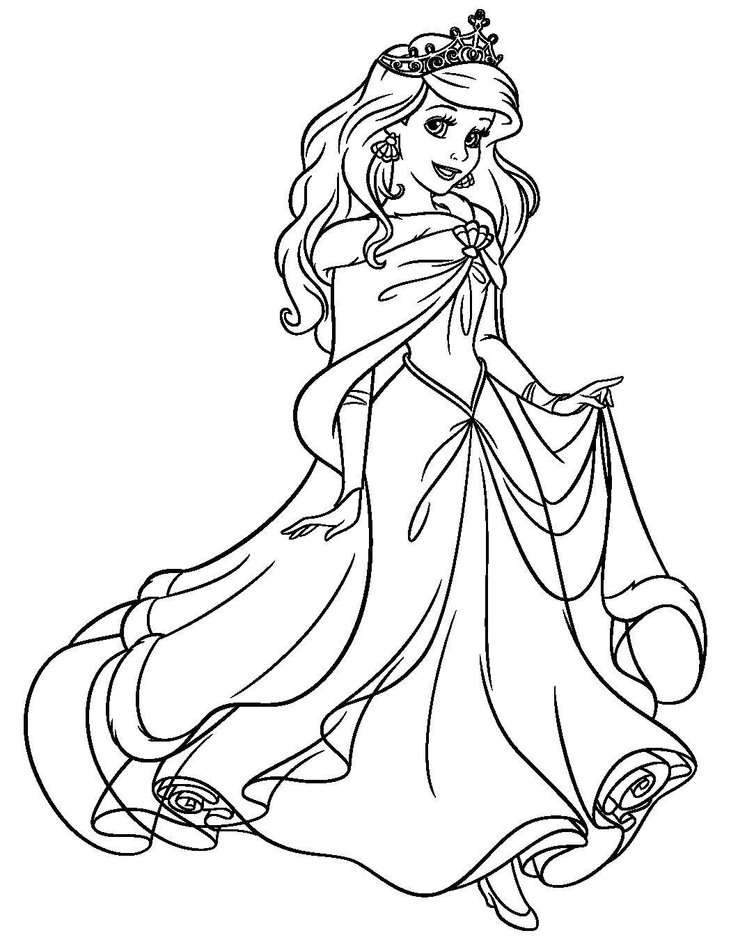 Coloring Mermaid Ariel in a dress. Category the little mermaid Ariel. Tags:  Mermaid, Ariel.