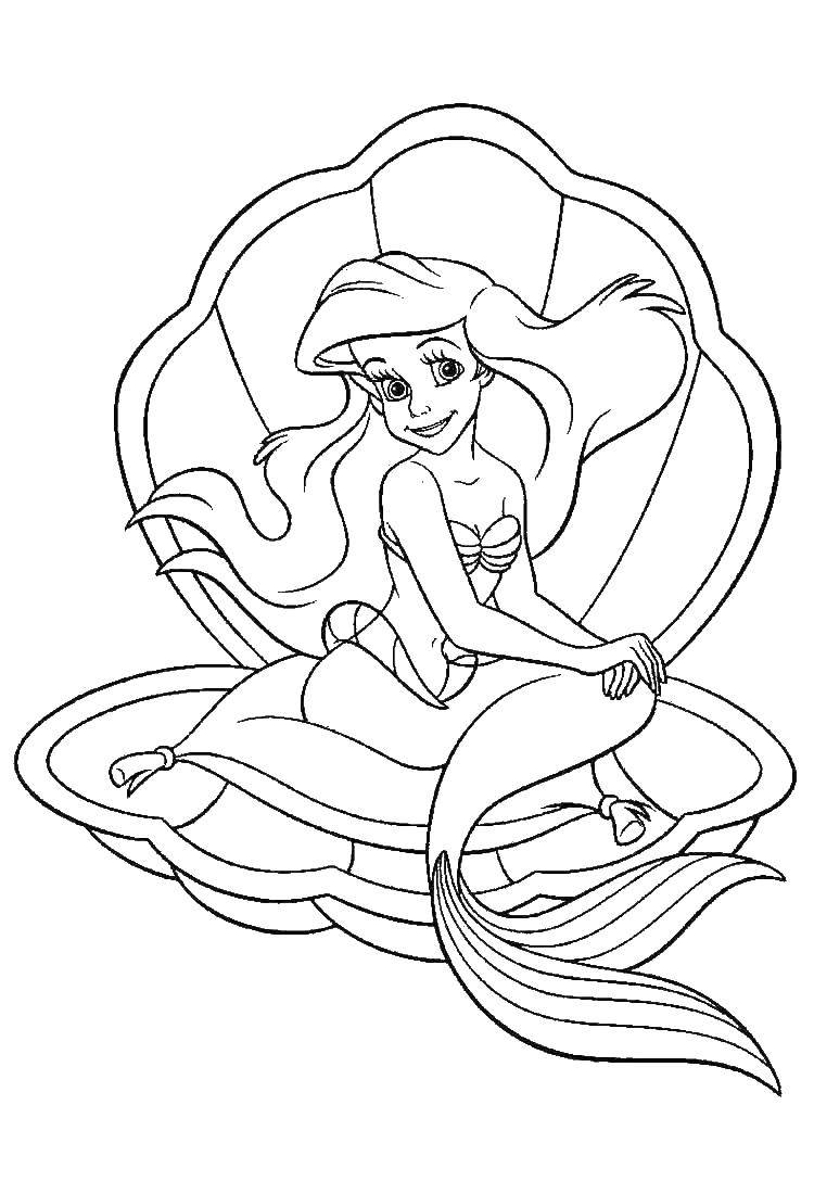 Coloring Mermaid Ariel in shell. Category the little mermaid Ariel. Tags:  Mermaid, Ariel.