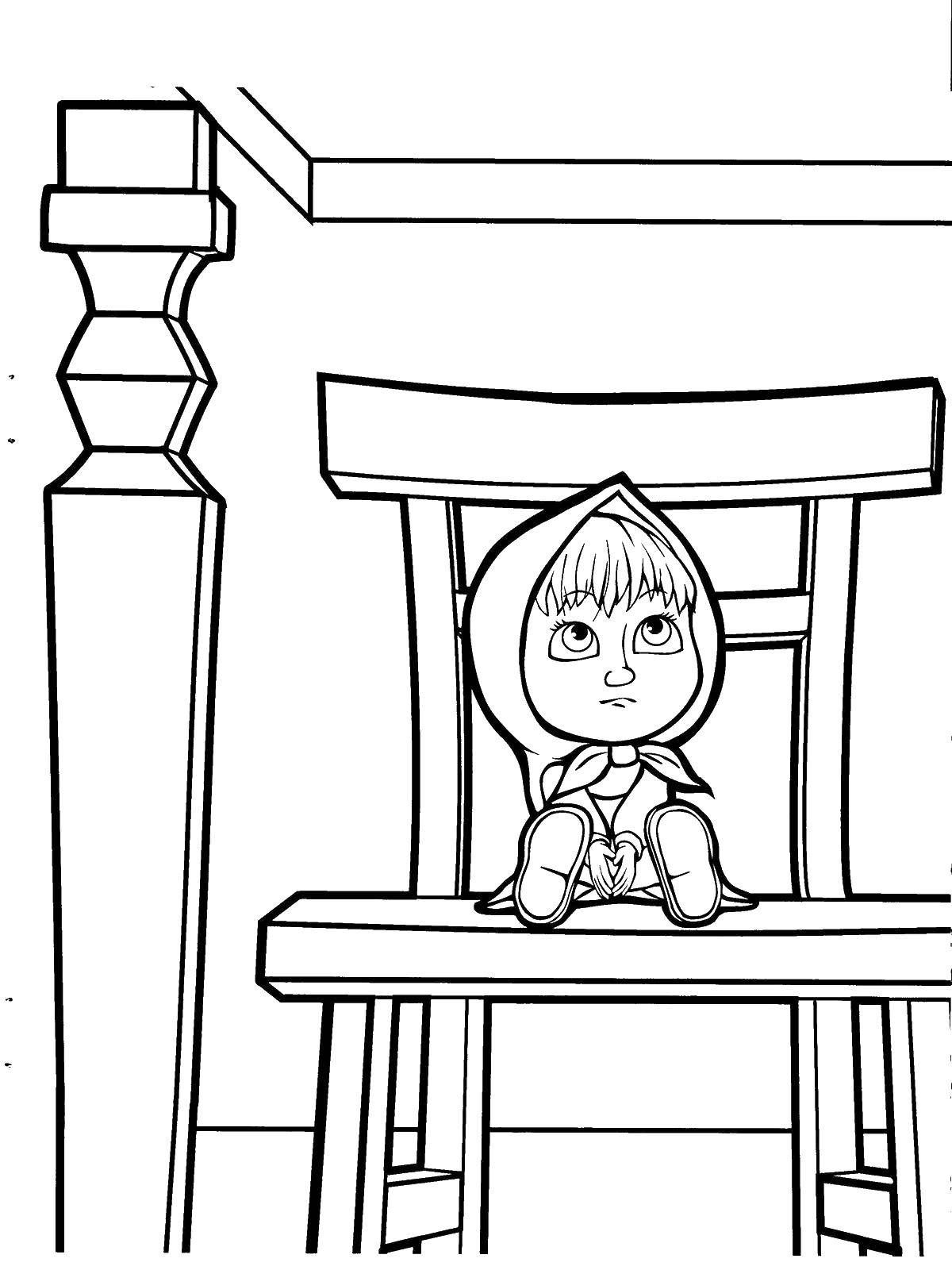 Coloring Masha is sitting on a chair. Category Masha and the bear. Tags:  Masha, Bear.