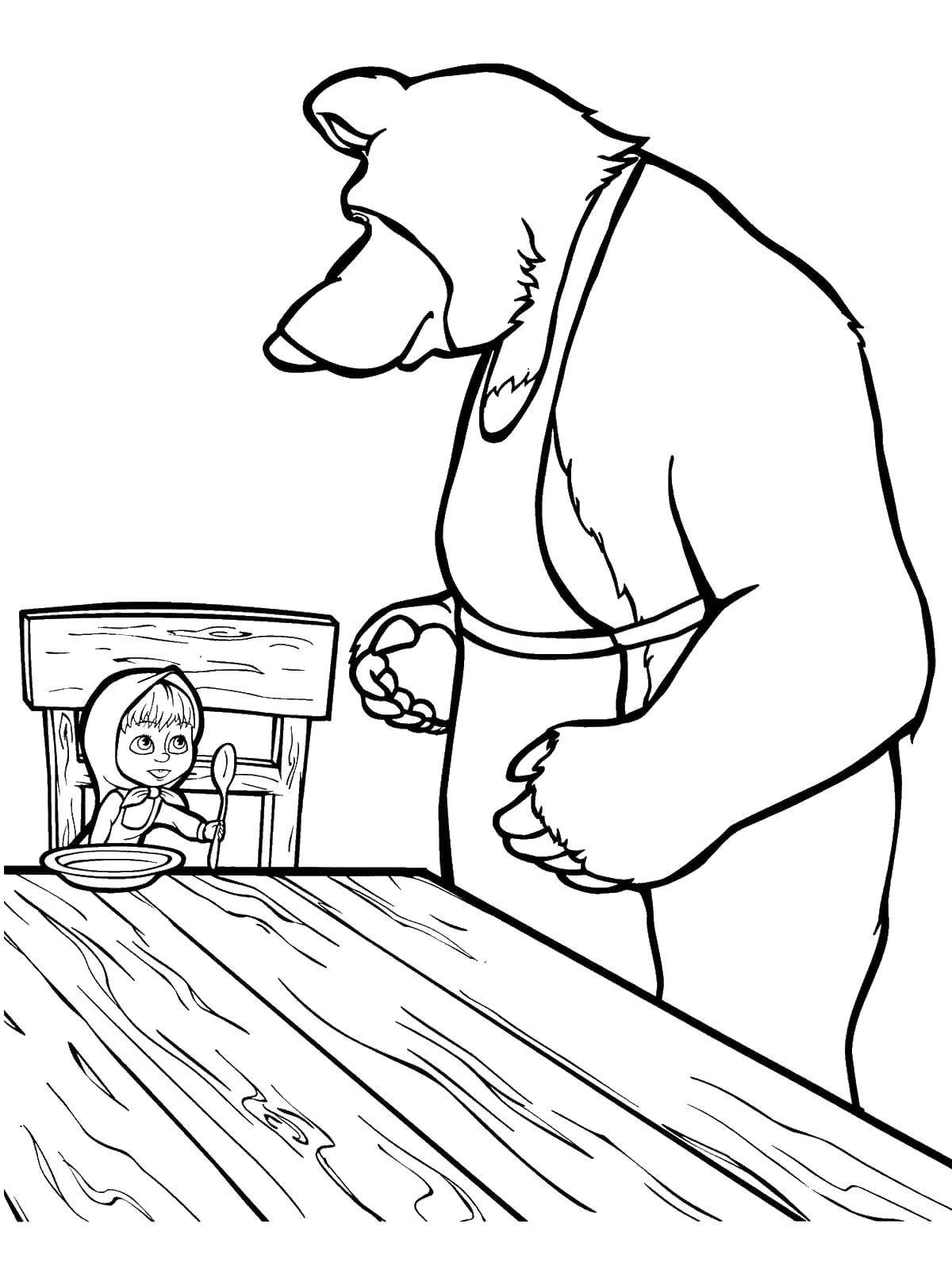 Coloring Bear feeds Masha. Category Masha and the bear. Tags:  Masha, Bear.
