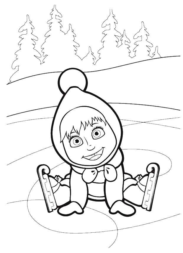 Coloring Masha fell on the kle. Category Masha and the bear. Tags:  Masha, Bear.