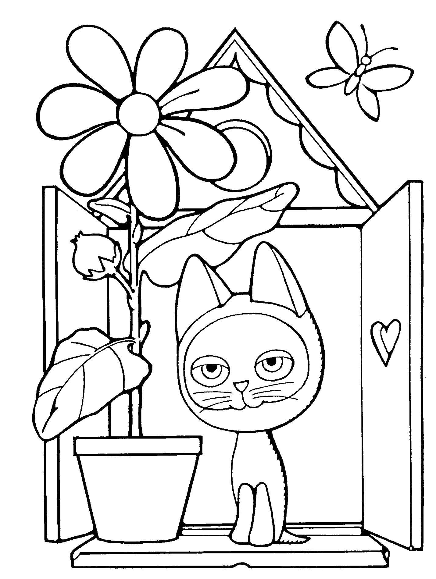 Coloring Kitten named woof. Category Soviet coloring. Tags:  cat, cat.