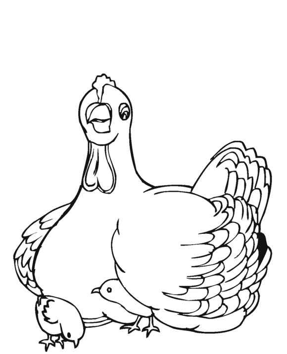 Название: Раскраска Курица с двумя цыплятами. Категория: Контуры для вырезания птиц. Теги: курица, цыплята.