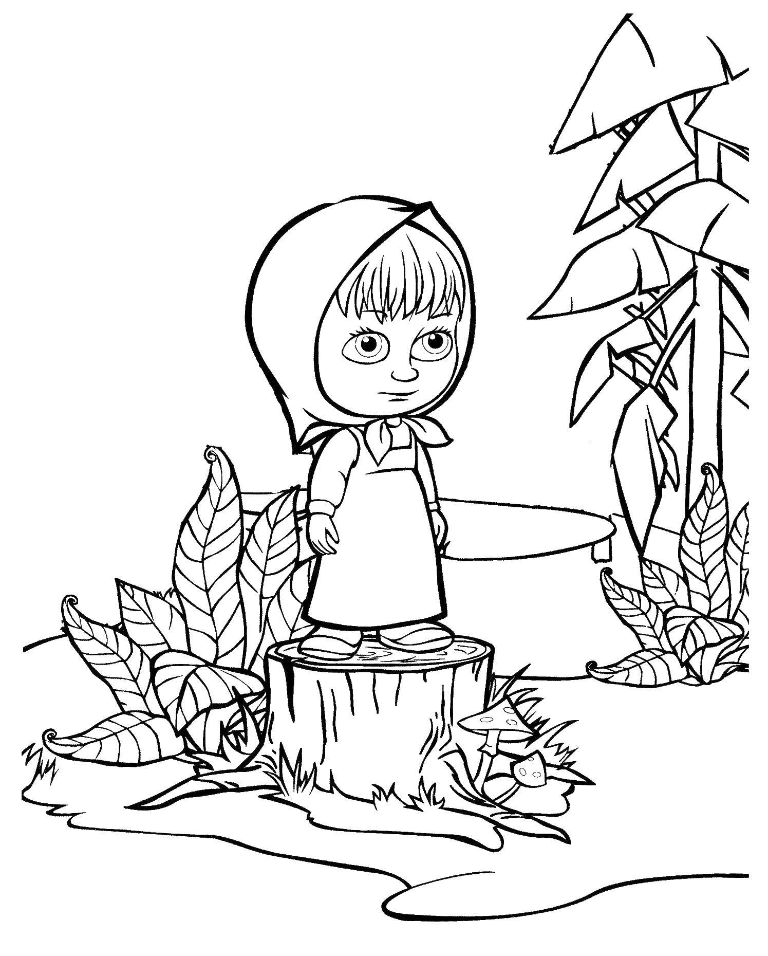 Coloring Mary stands on a stump. Category Masha and the bear. Tags:  Masha, Bear.