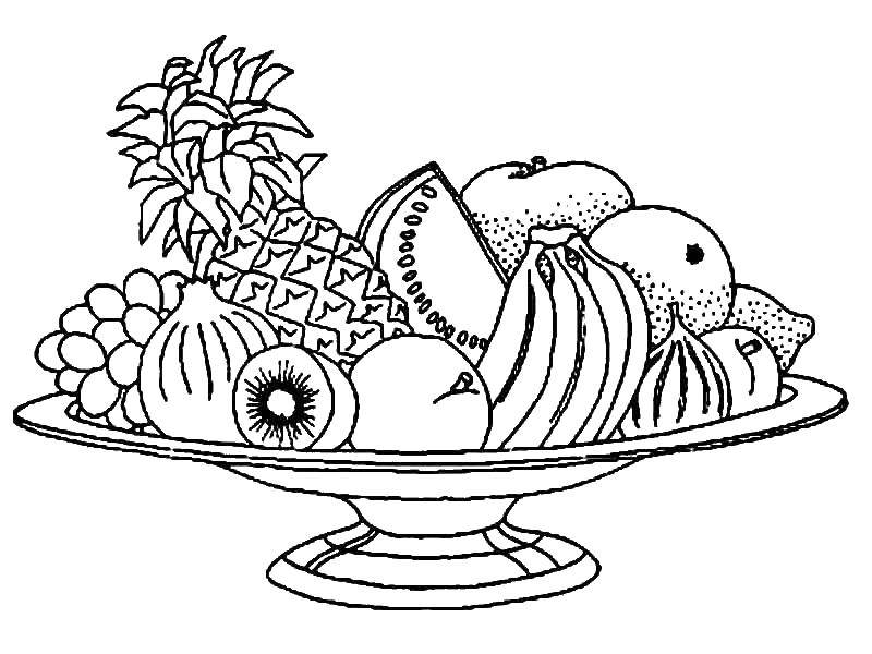 Coloring Saucer with fruit. Category fruits. Tags:  fruits.