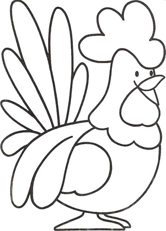 Название: Раскраска Петушок с хохолком. Категория: Контуры для вырезания птиц. Теги: петух.