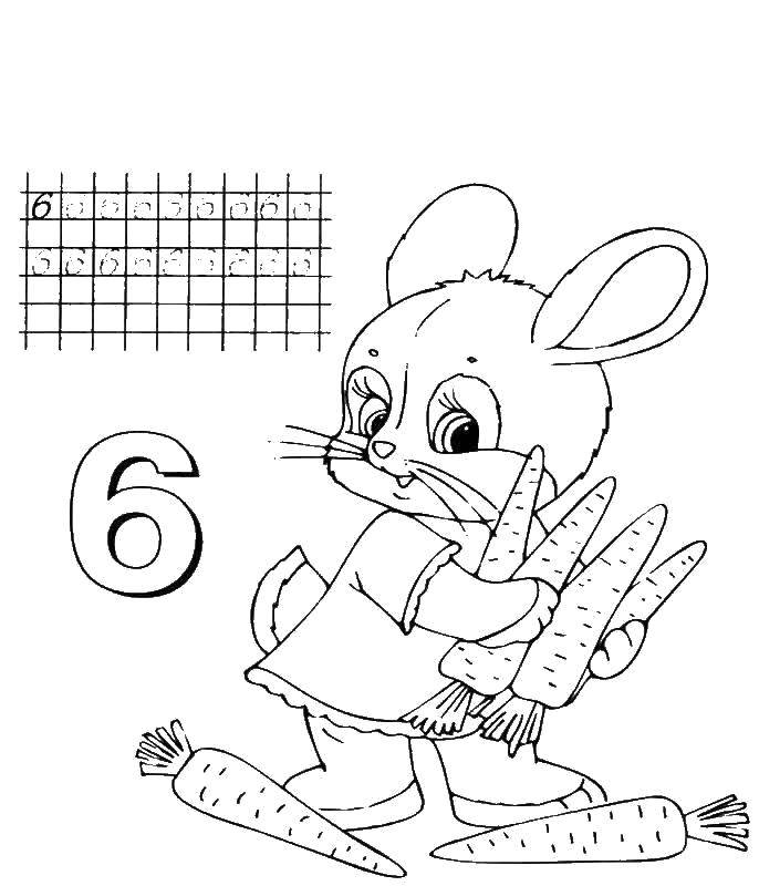 Coloring Learn to write the number 6. Category coloring figures. Tags:  Numbers , account numbers.