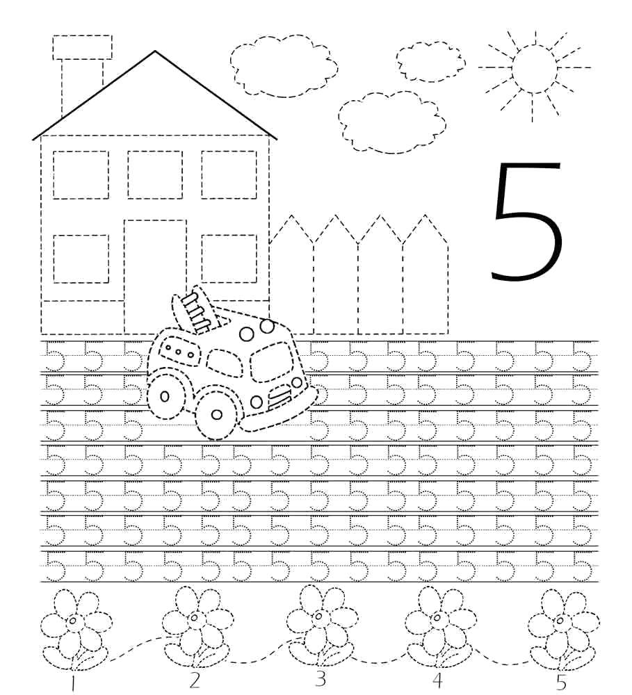 Coloring Learning to write number 5. Category tracing numbers. Tags:  Numbers , account numbers.