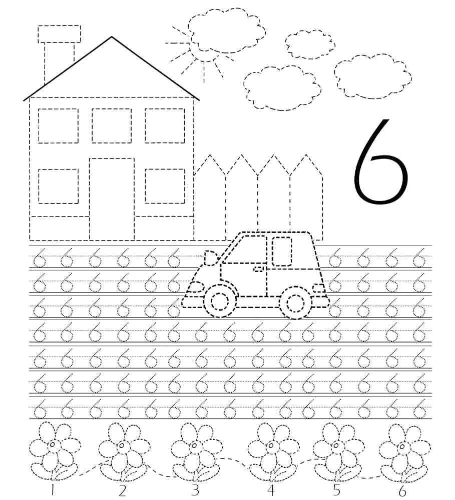 Coloring Learn to write the number 6. Category tracing numbers. Tags:  Numbers , account numbers.