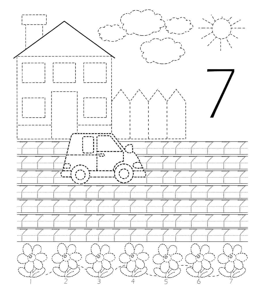 Coloring Learn to write the number 7. Category tracing numbers. Tags:  Numbers , account numbers.