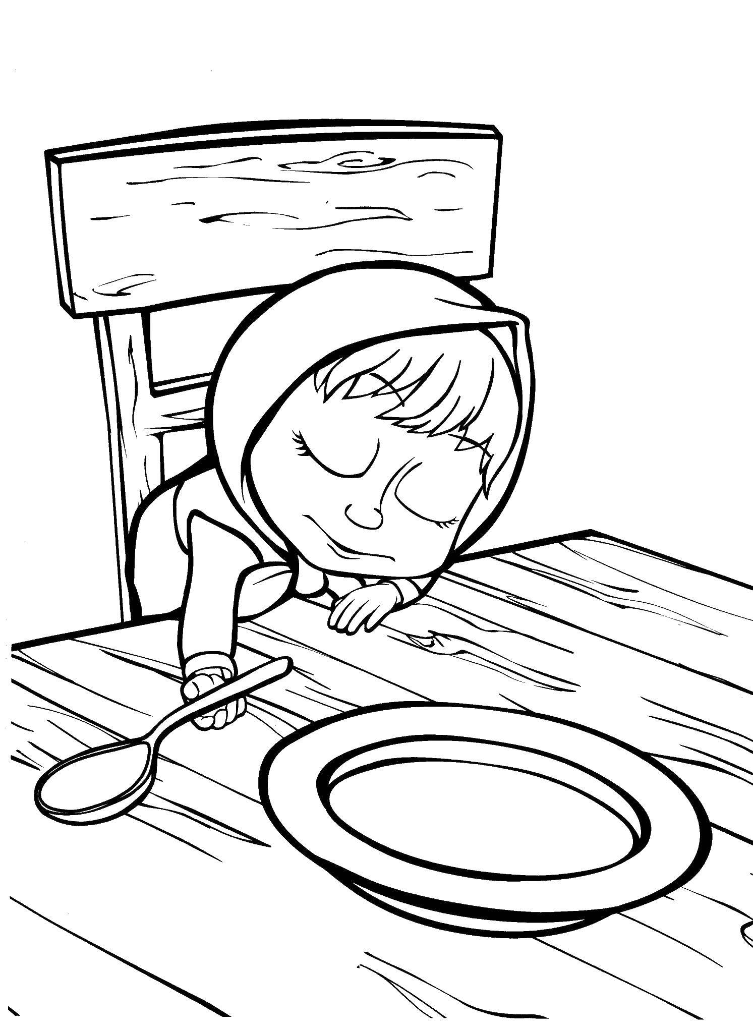 Coloring Mary fell asleep at the table. Category Masha and the bear. Tags:  Masha, Bear.