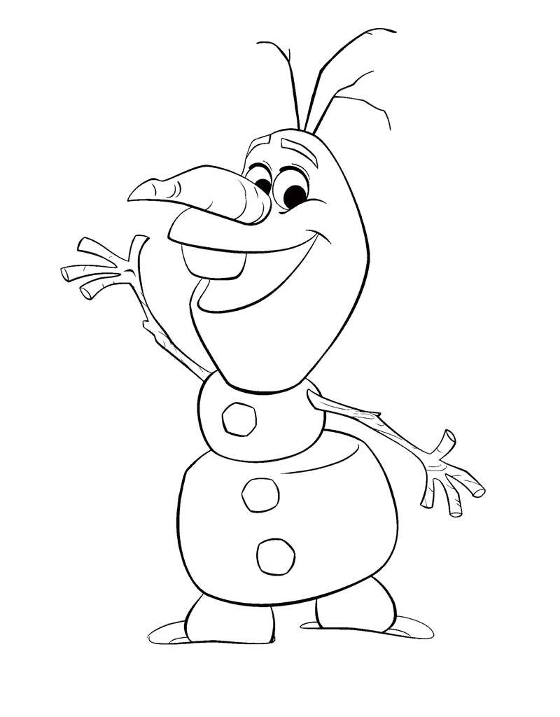 Название: Раскраска Снеговик из мультфильма. Категория: раскраски холодное сердце. Теги: Дисней, Эльза, Холодное сердце, принцесса.