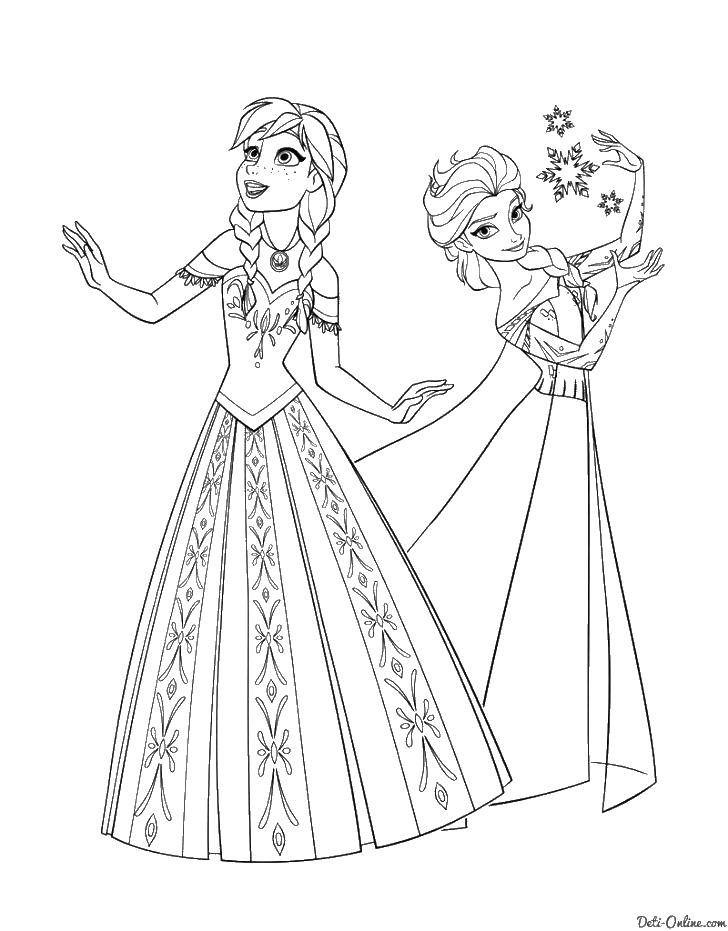 Coloring Anna and Elsa. Category coloring cold heart. Tags:  Kristoff, Elsa, Anna.
