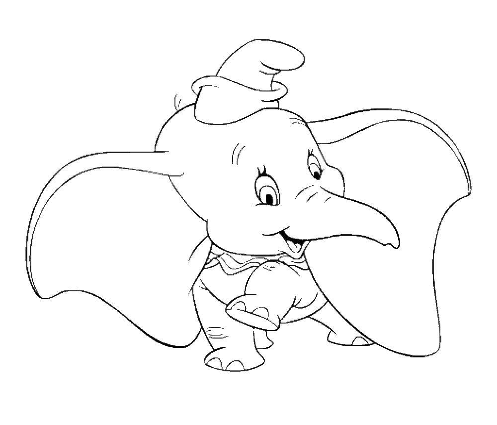 Название: Раскраска Дамбо ушастый слон. Категория: Советские раскраски. Теги: Дамбо, слон.