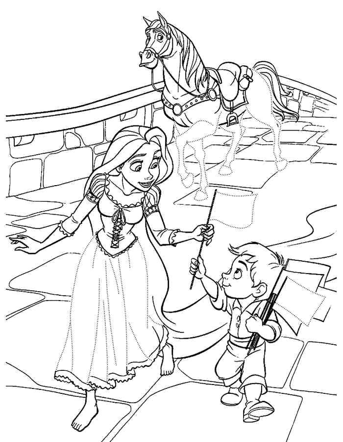 Coloring Doris contour. Category coloring pages Rapunzel tangled. Tags:  Pattern , stroke path.