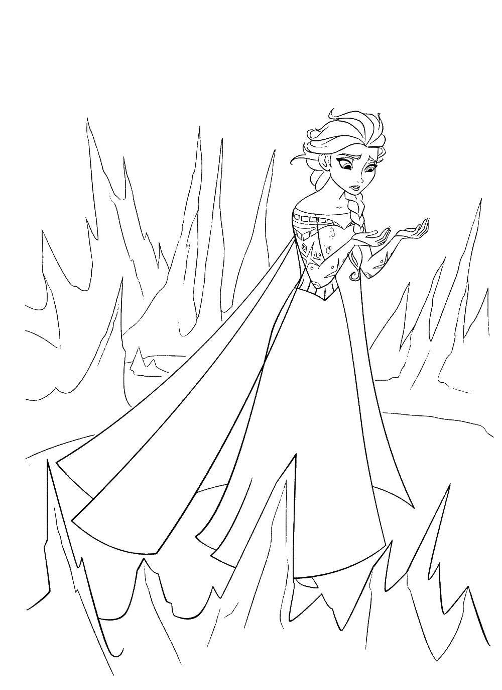 Coloring Elsa in the ice castle. Category coloring cold heart. Tags:  Kristoff, Elsa, Anna.
