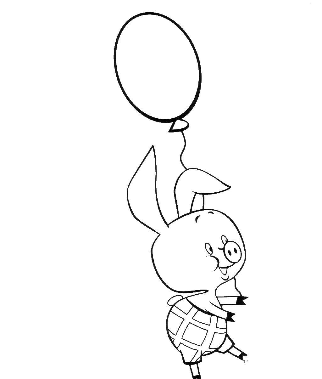 Coloring Piglet with balloon. Category Soviet coloring. Tags:  That, Piglet.
