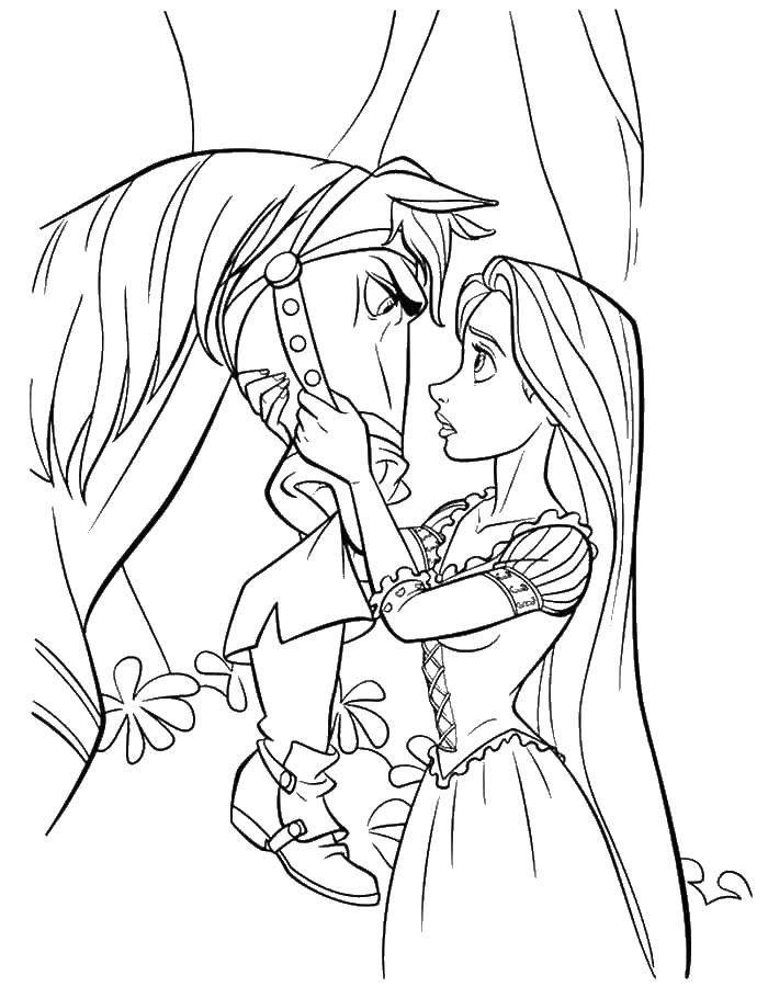 Coloring Rapunzel and her horse. Category coloring pages Rapunzel tangled. Tags:  Disney, Rapunzel.