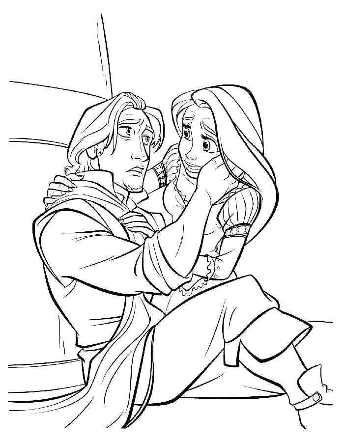 Coloring Rapunzel and her Prince. Category coloring pages Rapunzel tangled. Tags:  Disney, Rapunzel.