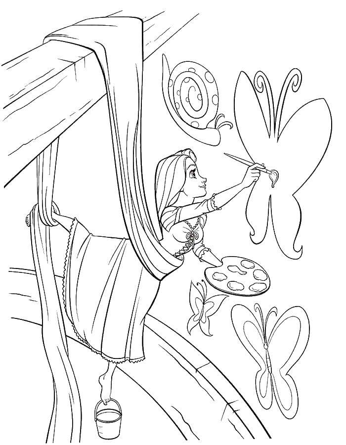 Coloring Rapunzel paints the wall. Category coloring pages Rapunzel tangled. Tags:  Rapunzel , a tangled tale.