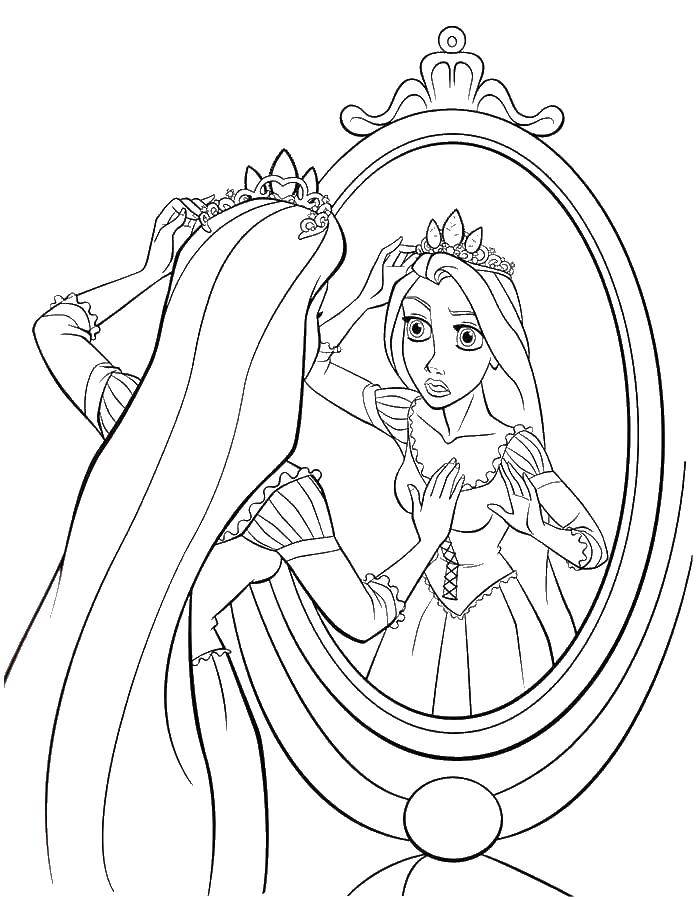 Coloring Rapunzel tries on the crown. Category coloring pages Rapunzel tangled. Tags:  Rapunzel , a tangled tale.