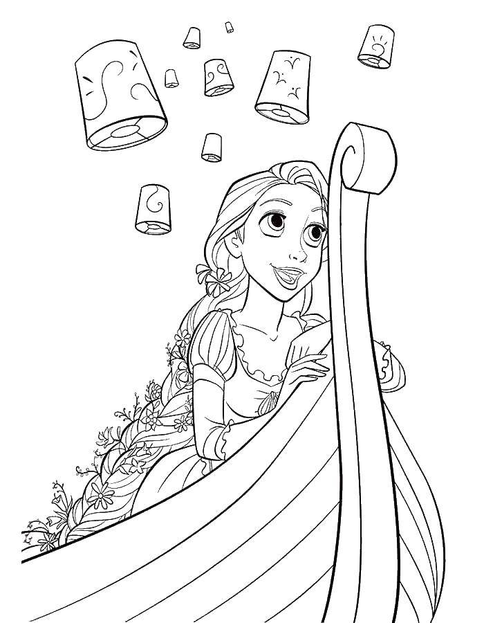 Coloring Rapunzel let lantern. Category coloring pages Rapunzel tangled. Tags:  Rapunzel , a tangled tale.