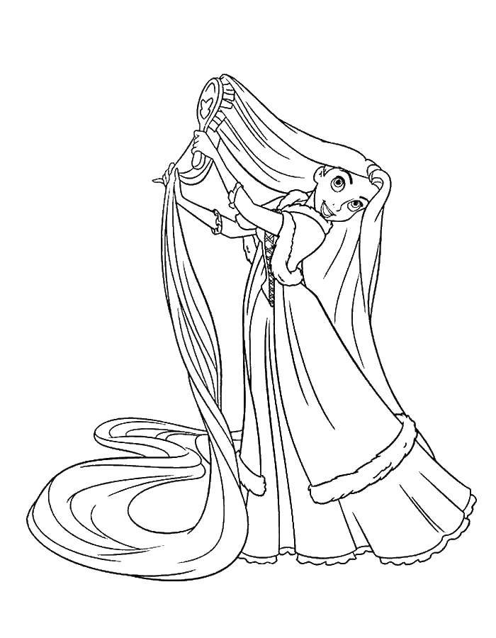 Coloring Rapunzel combing her hair. Category coloring pages Rapunzel tangled. Tags:  Rapunzel , a tangled tale.