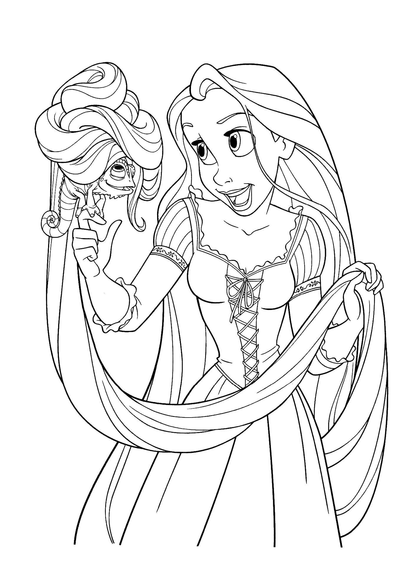 Coloring Rapunzel tangled and lizard. Category coloring pages Rapunzel tangled. Tags:  Rapunzel , a tangled tale.