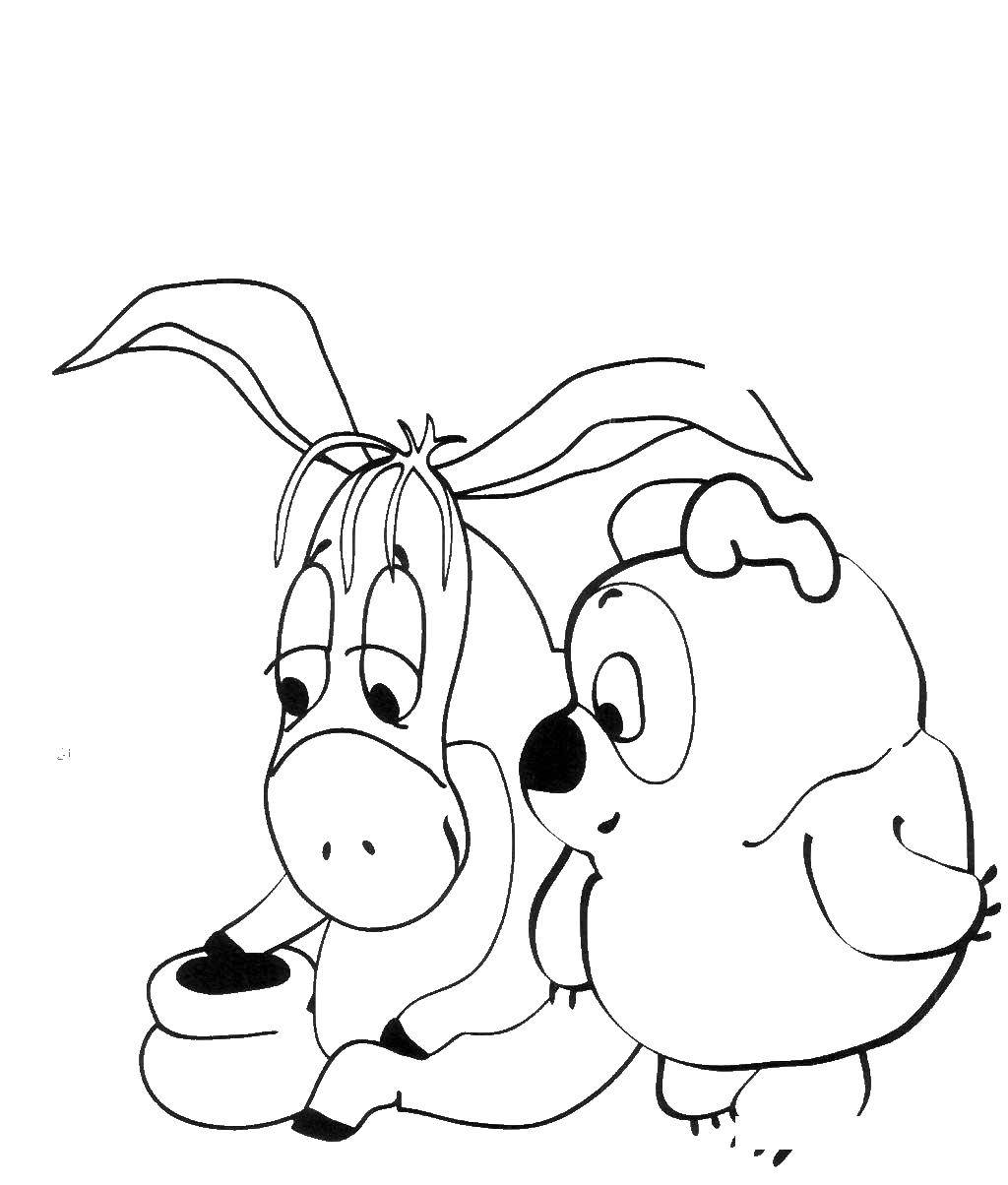 Coloring Winnie the Pooh and Eeyore. Category Soviet coloring. Tags:  Decorate.