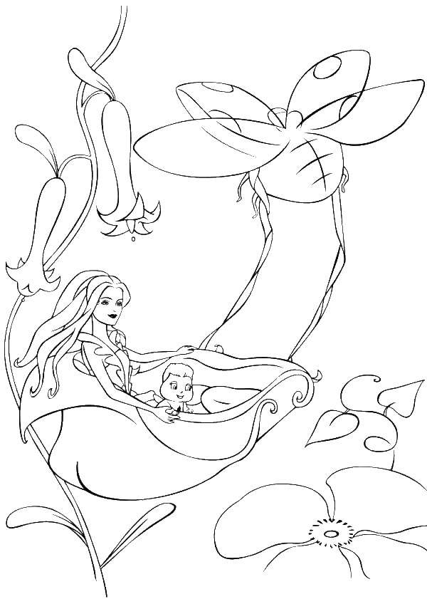 Coloring The girl and the baby. Category The characters from fairy tales. Tags:  flowers, girl, kid.