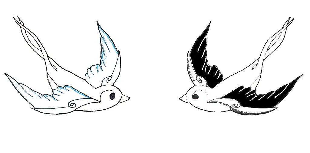 Coloring Two swallows. Category The contours for cutting out the birds. Tags:  swallows.