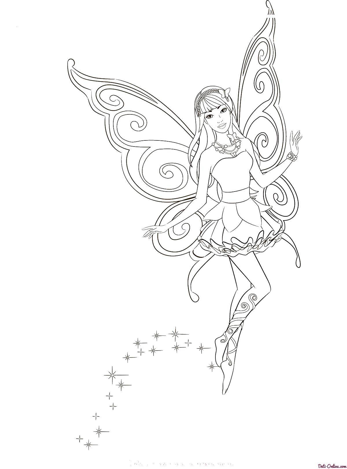 Coloring Fairy. Category coloring pages for girls. Tags:  Barbie , fairy.