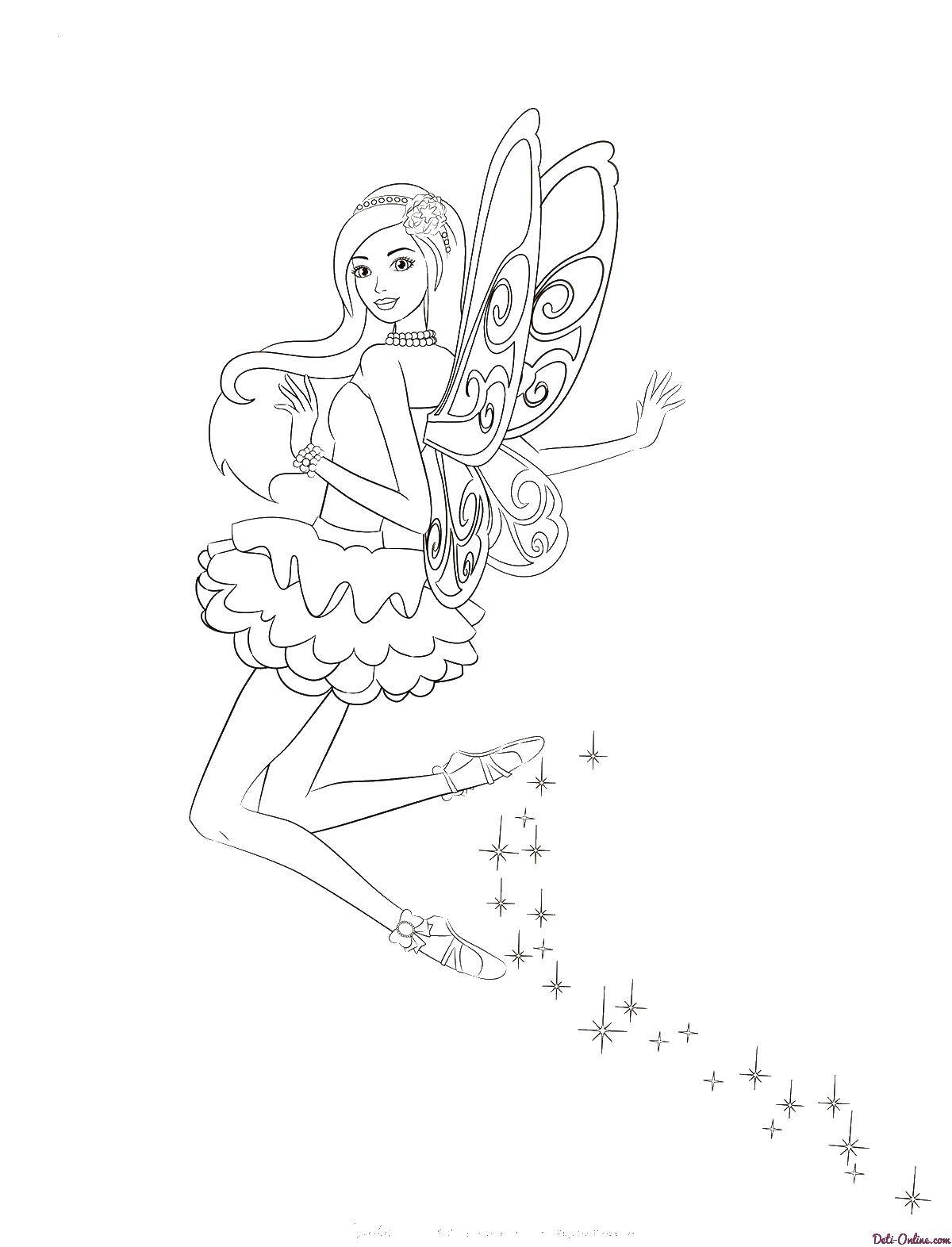 Coloring Fairy. Category coloring pages for girls. Tags:  fairy, Barbie.