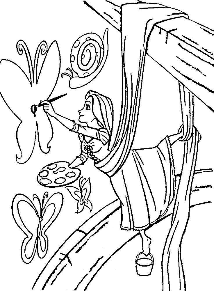 Coloring Rapunzel paints the wall. Category coloring pages Rapunzel tangled. Tags:  Rapunzel .