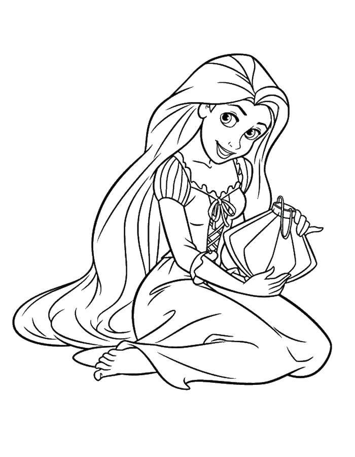 Coloring Rapunzel with lantern. Category coloring pages Rapunzel tangled. Tags:  Rapunzel .