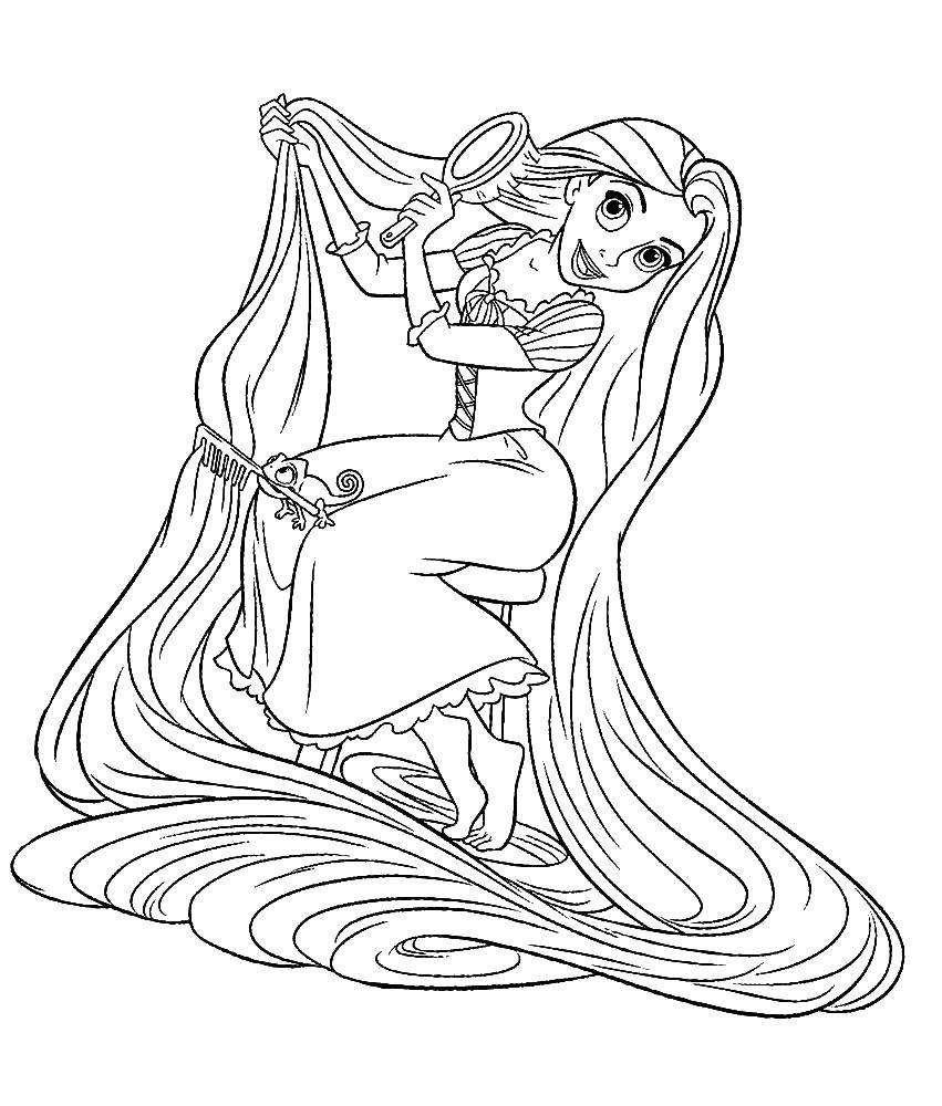 Coloring Rapunzel. Category coloring pages for girls. Tags:  hair, Rapunzel.