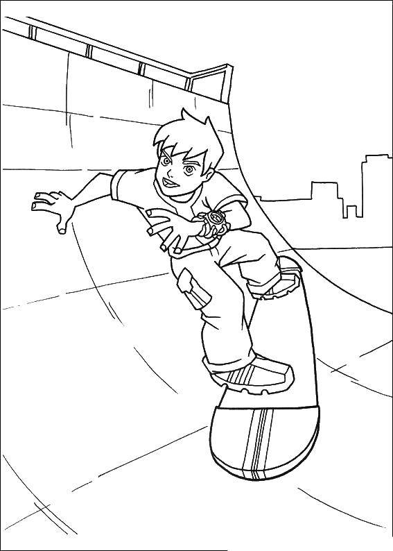Coloring Skateboarder. Category Ben ten. Tags:  Cartoon character, Ben Ten.