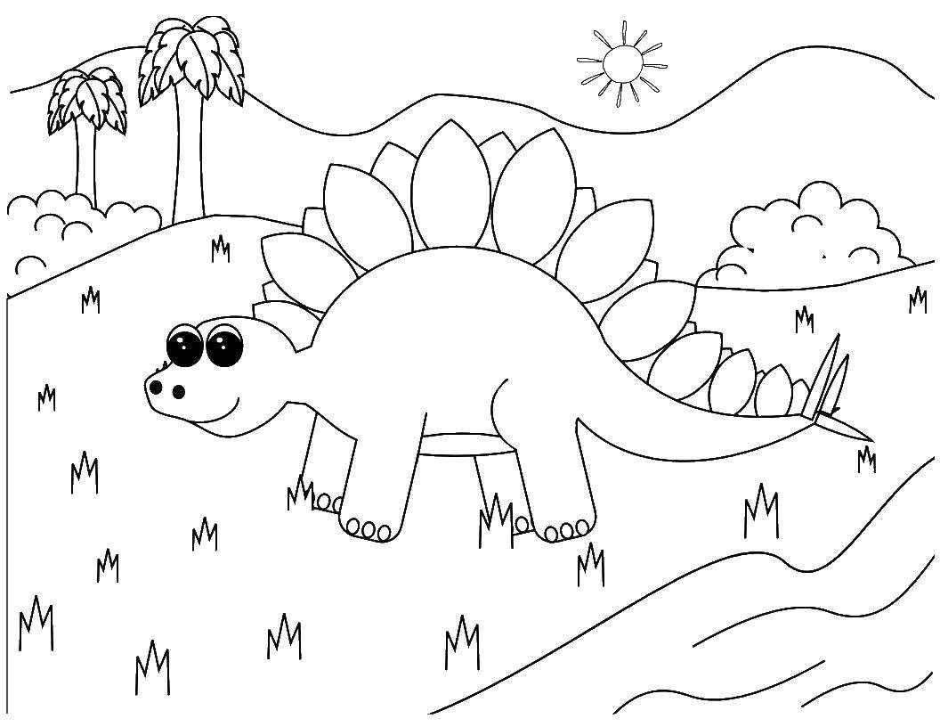 Название: Раскраска Динозаврик. Категория: раскраски для маленьких. Теги: Динозавры.
