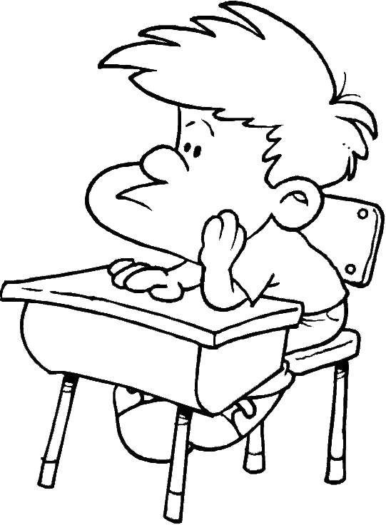 Coloring The boy behind a Desk. Category coloring for little ones. Tags:  Boy, child, school.
