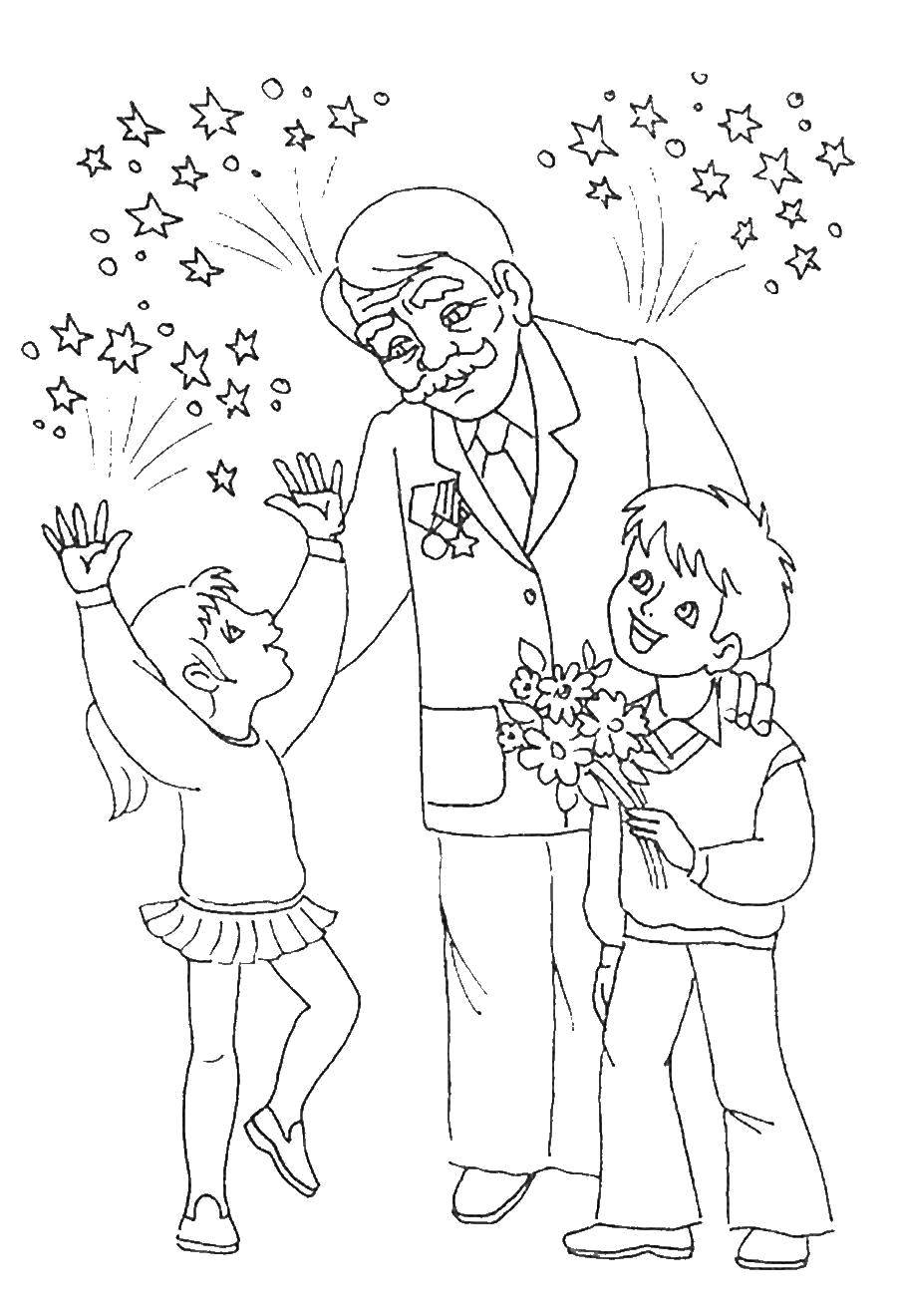 Coloring Congratulations grandpa on victory day. Category greetings. Tags:  Greeting, may 9, Victory Day.