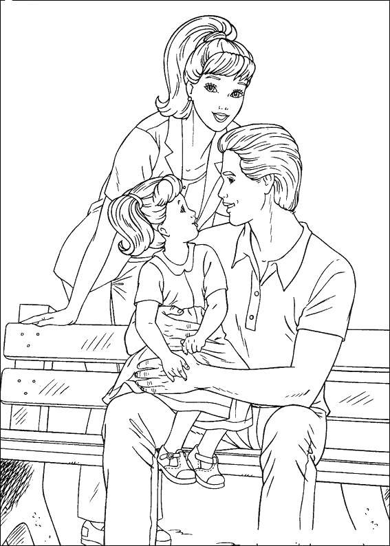 Coloring Happy family Barbie. Category Barbie . Tags:  Barbie , family.