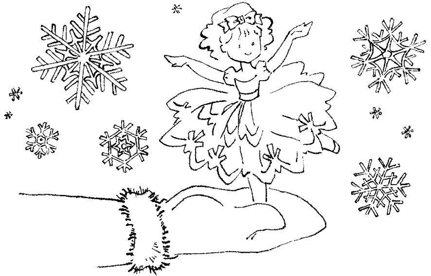 Название: Раскраска Танцующая снежинка. Категория: зима. Теги: Зима, снежинка, снег.