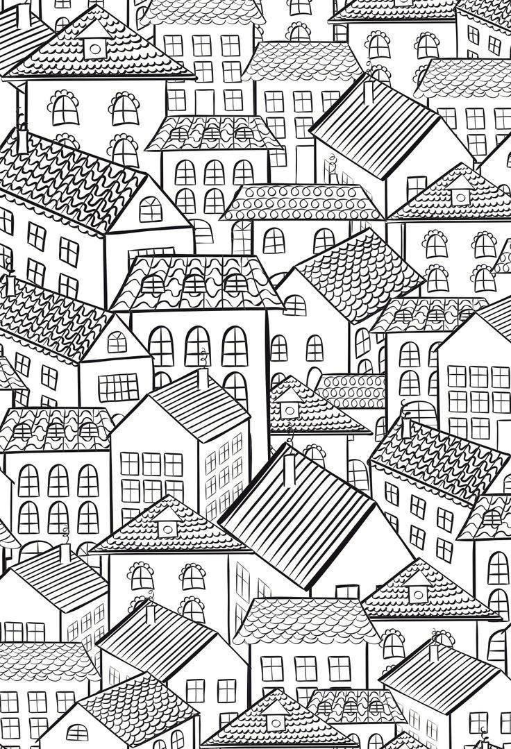 Coloring A lot of houses. Category the city. Tags:  The city , home, building.