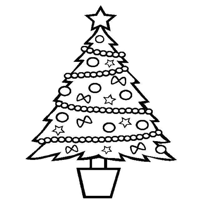 Coloring Christmas tree with toys and garlands. Category coloring Christmas tree. Tags:  tree.