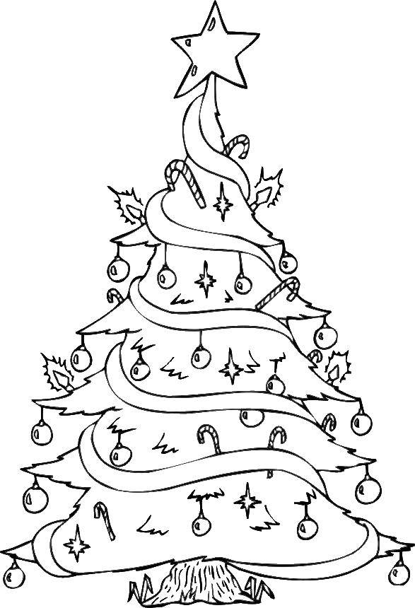 Coloring Christmas tree with toys and garlands. Category coloring Christmas tree. Tags:  the tree , lights, .