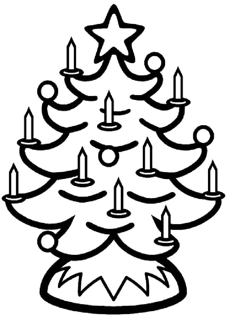 Coloring Tree with candles. Category coloring Christmas tree. Tags:  tree.